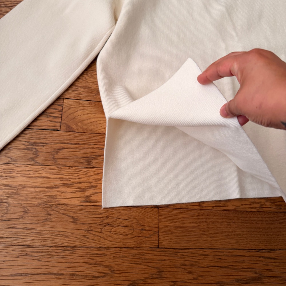 Cream Knit Split-Neck Sweater With Button Cuff De… - image 8